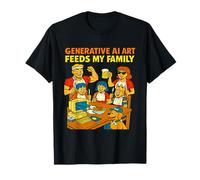 Generative AI Art Feeds My Family Funny Retro T-Shirt
