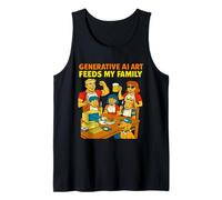 Generative AI Art Feeds My Family Funny Retro Tank Top