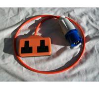 Generator Fly Lead 16 Amp Plug to 13 Amp Twin Socket, 7 Meter