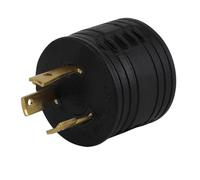 Generator RV Adapter 30A 3-Prong L5-30P Male to -30R Female | Features a 30A 3-prong L5-30P male to -30R female configuration with copper terminals and black PVC moulded construction.
