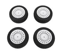 Generic 1/10 On Road Tour Car Tire Set Stylish Vented Symmetrical Pattern for Rally Racing 4PCS Rubber Tyres for 1/16 Rally Car (White)