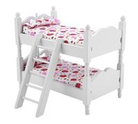 Generic 1:12 Doll Bunk Bed, Mini Furniture for Dollhouse with Realistic Wooden Design, Comfortable Touch Feeling, Pink Strawberry Chromatic Geometry Pink Gloves Options (Type 2)