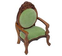 Generic 1:12 Doll House Furniture, Dollhouse Miniature Vintage Sofa, Retro Single Chair, Miniature Furniture for Home Decoration 1:12 Scale Handmade Birch Wood Fabric Detachable Cushion