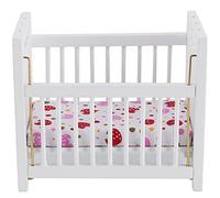 Generic 1:12 Dollhouse Bed Well-Designed Mini Furniture with Pushable Strawberry Mattress for Children's Play Wood 4.4 X 3.7 X 2.8in