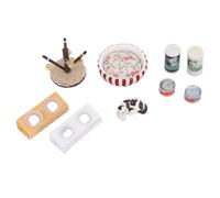 Generic 1:12 Dollhouse Cat Figurine Playset Miniatures with Cat Bed, Food Can, and Scratching Board, Great for Room Box Dioramas