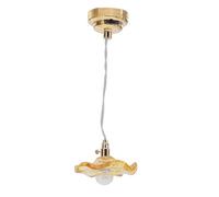 Generic 1:12 Dollhouse Hanging Ceiling Lamp Realistic Decoration for Dollhouse Life Sense Glass Round Bulb Pendant Lamp (Yellow)