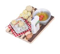 Generic 1:12 Dollhouse Kitchen Accessories Set, Resin Milk Egg Bread Dish, Ideal for 1:12 Scale Dollhouse, Great Children