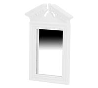 Generic 1:12 Dollhouse Miniature Exquisite White Mirror, Engraved Frame European Style Vanity Mirror, Ideal for Doll Houses and Room Boxes, Birch Material, Perfect for Boutique Collections, 3.9x2.4"