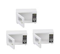 Generic 1:12 Dollhouse Miniature Microwave Real Design Wooden Doll House Microwave for Dollhouse Decor, 3Pcs White, Encourages Role Playing