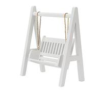 Generic 1/12 Dollhouse Swing Miniature Porch Swing Chair Model, Exquisite Decoration Tool for Doll House Garden, Birch Wood White 4.6 X 5.8 X 2.6 Inches