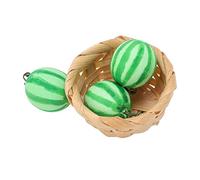 Generic 1:12 Mini Mini Watermelon Basket Model with 3 Tone Fruit Toy, Realistic Bamboo Fruit Basket for Doll House Decoration