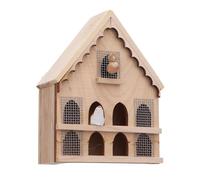 Generic 1:12 Miniature Wooden Birdhouse with Two Birds for Childhood Exploration and Decor