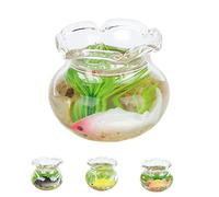 Generic 1:12 Scale Miniature Glass Goldfish Bowl Set of 4 for Dollhouse Decoration Promote Children's Hand Eye Coordination - Appropriate Age 3 Years Old + (A pack of 4 colors round tank koi)