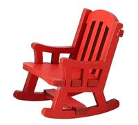 Generic 1/12 Wooden Rocking Chair, Miniature Furniture, Crafts, Miniature, DIY Landscape Toys, Micro Landscape Architecture, red