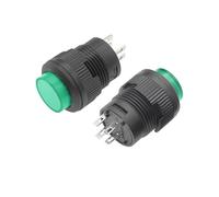 Generic 1/3/5pcs Self-lockin 16MM Latching/Momentary Push Button Switch With 5Color LED lighting 4Pin R16-503/AD R16-503/BD(4Pin Green light,Self locking,5PCS)
