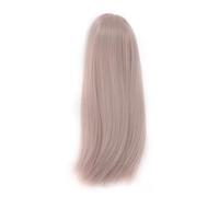 Generic 1/4 Doll Long Straight Wig Soft High Temperature Silk for DIY Styling Ball Jointed Doll, Trimable Hair Wig for 7 To 8in, Holiday Lovers (Light Gray Pink)