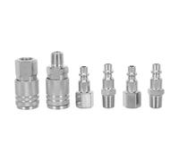 Generic 1/4 Inch NPT Quick Coupler and Plug Kit, 6pcs Quick Connect Fittings, Nickel-Plated Iron, Corrosion Resistant for Workshops