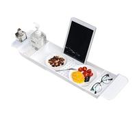 Generic 1 55-78cm Plas-tic Bath Tray, Adjustable Bath Tub Organizer, Over The Tub Storage Tray, Bathtub Tray, White/Black Bath Caddy Bath Rack For Wine, Cup, Soap Dish