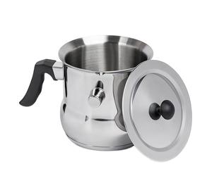 Generic 1.5L Milk Pot with Lid, Double-Walled Stainless Steel, Ceramic Finish, 1500ml Capacity, Suitable for All Stovetops