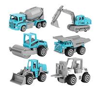 Generic 1:64 Scale Engineering Car Model Alloy Simulation Vehicles Toys for Children, 6pcs Set, Durable and (Type A blue engineering vehicle)