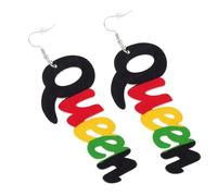 Generic 1 Pair Ethnic African Wood Queen Letter Dangle Earrings Unique Party Jewelry for Women Durable Ear Jewelry Stylish and Creative Design for Holidays and Special Occasions