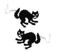 Generic 1 Pair Halloween Cat Shaped Earrings Cute Black Cat Studs for Women Lightweight Durable for Halloween Costumes Fun