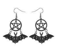 Generic 1 Pair Halloween Pentacle Bat Earrings for Women Lightweight Gothic Jewelry for Costume Parties and Masquerades Unique Design for Punk Fashion