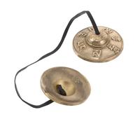 Generic 1 Pair Nepal Ring Bell Jingle Bells for Crafting Accessory for Yoga Bells Instrument Bell Brass Bell Tingsha Finger Cymbals Finger Cymbals for Yoga Hand Bell Golden Copper