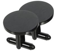 Generic 1 Pair round Stainless Steel Cufflinks for Men, Delicate Black Suit Accessory with Easy to Use Design, for Business Partnerships and Anniversary Occasions