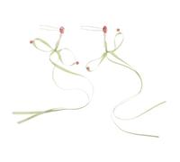 Generic 1 Pair U Shape Bow Tassel Hairpins Chinese Style Decorative Bun Sticks with Faux Pearl Beads Unique Hair Chopsticks for Women for Hanfu and Special Occasions