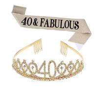 Generic 1 Set Birthday Crown and Etiquette Sash Birthday Party Supplies for Celebrations Elegant Design for Decoration