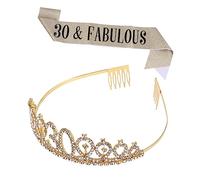 Generic 1 Set Birthday Crown Sash Elegant Party Crown and Etiquette Belt for Birthday Celebrations Durable and Stylish Decoration for Special Occasions