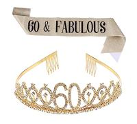 Generic 1 Set Birthday Crown Sash Elegant Party Etiquette Accessories for Celebrations Crown Decoration with Hair Comb for Birthday Parties and Special Occasions