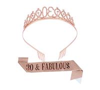 Generic 1 Set Birthday Crown with Etiquette Belt Birthday Accessories for Elegant Sash Hair Comb for Party Celebrations