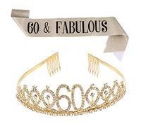 Generic 1 Set Birthday Party Crown Sash Elegant Etiquette Belt Decoration for Celebration Durable Eye Catching Party Supplies for Birthday Events