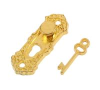 Generic 1 Set Dollhouse Door Lock The House Door Handles House Tiny Houses Small House Tiny Homes Little House Mini House Door Lock Antique Keys Dollhouse DIY Prop Alloy Golden
