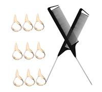 Generic 1 Set Rat Tail Comb with Hair Parting Rings Professional Hairdressing Tools for Easy Styling Lightweight and Portable Hair Parting for Salon and DIY Use