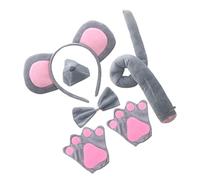 Generic 1 Set Set Cartoon Mouse Headband Mouse Costume Women Mice Ear Costume Monkey Ears The Rat Costume Rat Costume Adult Mouse Ears Headband Mouse Ears and Tail Costume Kit Fabric Grey