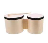 Generic 1 Sets Hand Music Bongos Drum with Wooden Mallets 5” and 6” Wood Drum Percussion Instruments for Music Practice Education Classroom Activities