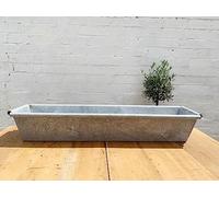 Generic 1 x 83cm Rectangular Zinc Trough Planter - Grey Metal Rectangle Planter Pot - Waterproof - Indoor/Outdoor - Rustic