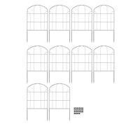 generic 10-Pack Decorative Arched Iron Garden Fence Panels with Ground Stakes, Animal Barrier for Flower Beds, Lawn Edging, Pet & Plant Protection, Easy Hammer-in Installation