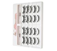 Generic 10 Pairs Magnetic Lashes Kit, Lightweight False Eyelash Extensions, Liquid Tweezer Eyelash Kit with Professional Design, Ideal for Daily Makeup Dating Working