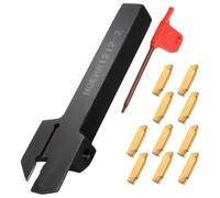 Generic 10-Piece Lathe Grooving Tool & Carbide Inserts, Steel, 3.9 In