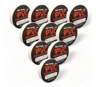 Generic 10 Rolls of White PVC Electrical Insulation Tape, 33m Long x 19mm Wide, Adhesive Insulating Tape for Protecting Electrical Wires