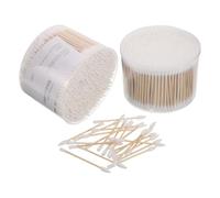 Generic 1000pcs Double Ended Cotton Swabs Spiral round Pointed Heads with Wooden Sticks Cotton Makeup Application Versatile Applicator Khaki for Travel