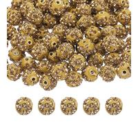 Generic 100pcs 10mm Rhinestone Beads for Jewelry Making, Bling Disco Bead Sparkle Diamond Clay Bead for Necklace Bracelet Christmas, Light Brown