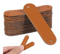 Generic 100pcs Blank Pu Leather Tags for Apparel Sewing Accessories, Reusable Synthetic Leather Labels with Two Holes, Simple Design for Crafts and DIY Clothing Hat Decoration