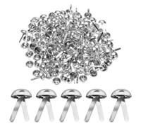 Generic 100pcs Brads Paper Fasteners, 10mm x 16mm Metal Paper Crafts Brads, Small Round Brass Split Pins for Children Crafting Decorative Scrapbooking DIY, Silver