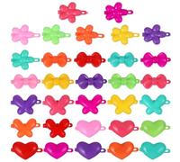 Generic 100pcs Cute Cartoon Mini Hair Clips Mixed Colors Love Heart Plum Blossom Bow Side Barrettes for Lightweight Hairpins Practical Hair Accessories