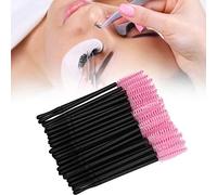 Generic 100pcs Eyelash Brush Set, Portable and Durable Mascara Applicators for Easy Makeup Application, and Everyday Use, Plastic and Cotton, Black/Yellow/Pink/Blue/Rose Red (Rosy)